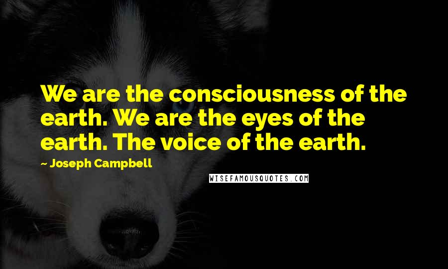 Joseph Campbell Quotes: We are the consciousness of the earth. We are the eyes of the earth. The voice of the earth.