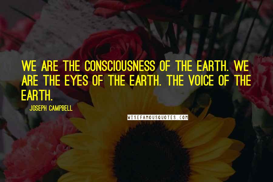 Joseph Campbell Quotes: We are the consciousness of the earth. We are the eyes of the earth. The voice of the earth.