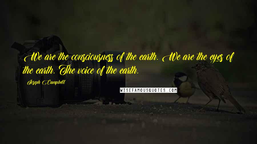 Joseph Campbell Quotes: We are the consciousness of the earth. We are the eyes of the earth. The voice of the earth.