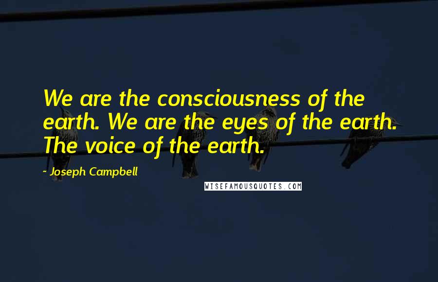 Joseph Campbell Quotes: We are the consciousness of the earth. We are the eyes of the earth. The voice of the earth.