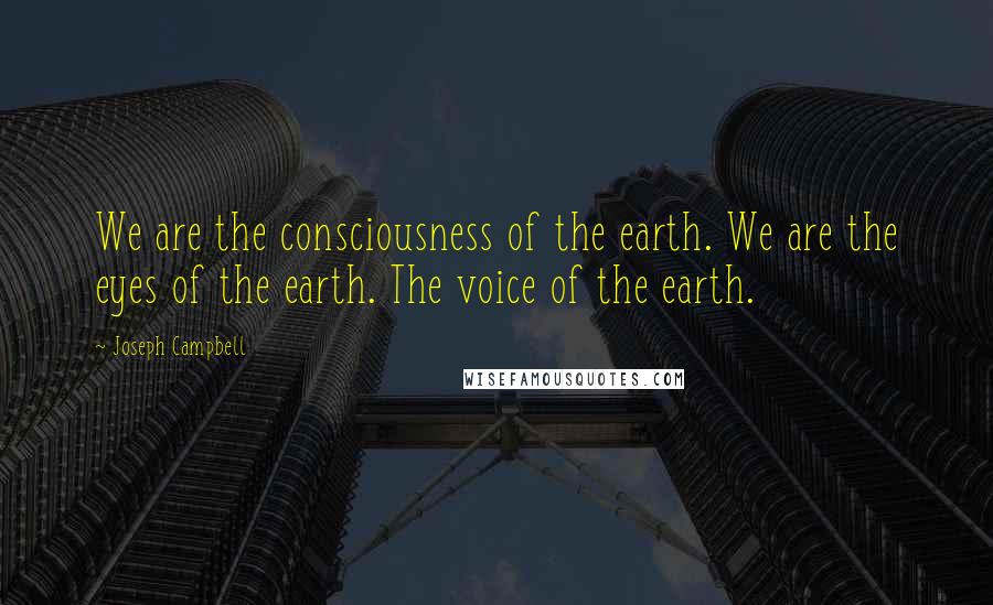 Joseph Campbell Quotes: We are the consciousness of the earth. We are the eyes of the earth. The voice of the earth.