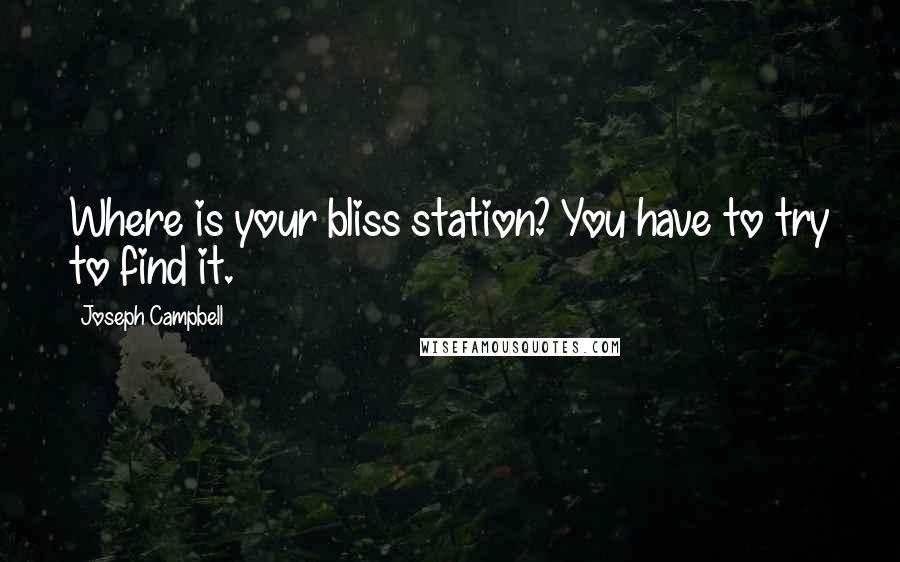 Joseph Campbell Quotes: Where is your bliss station? You have to try to find it.