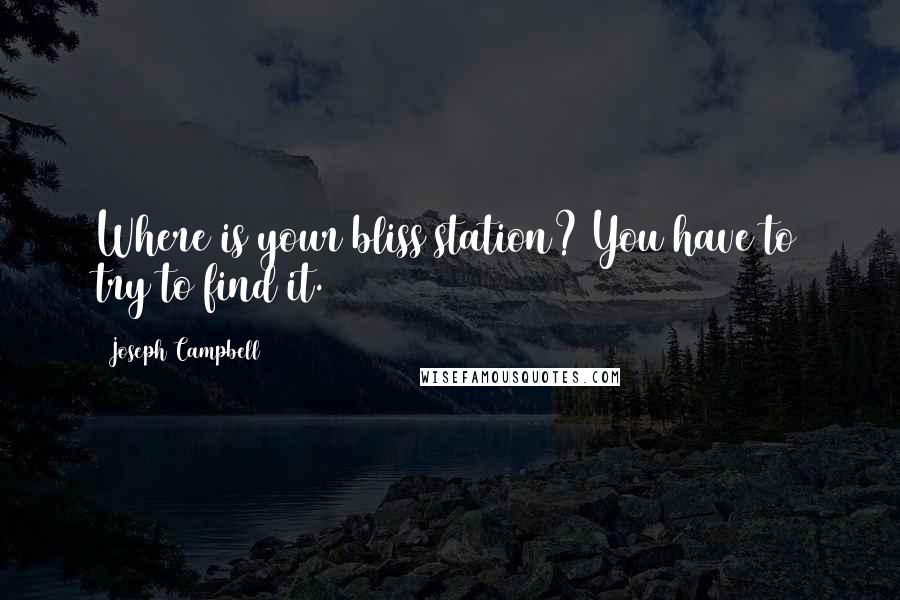 Joseph Campbell Quotes: Where is your bliss station? You have to try to find it.