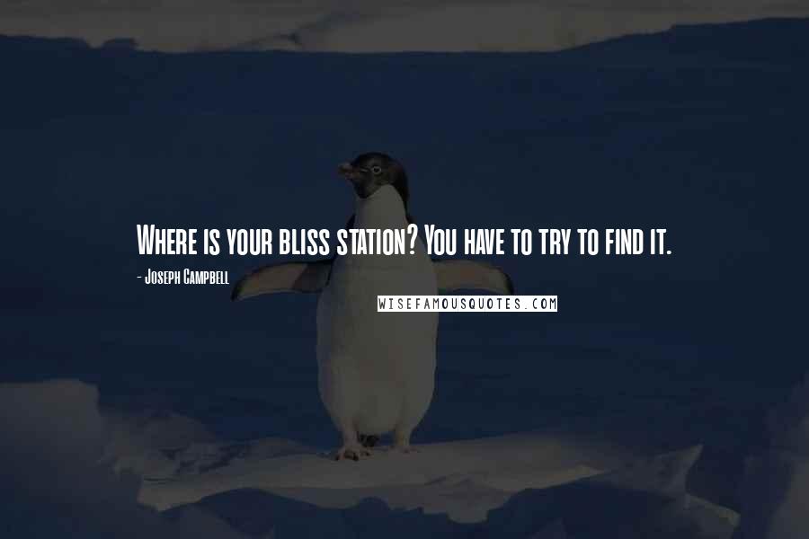 Joseph Campbell Quotes: Where is your bliss station? You have to try to find it.