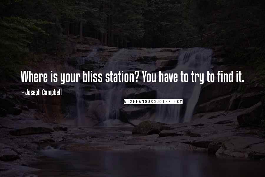 Joseph Campbell Quotes: Where is your bliss station? You have to try to find it.