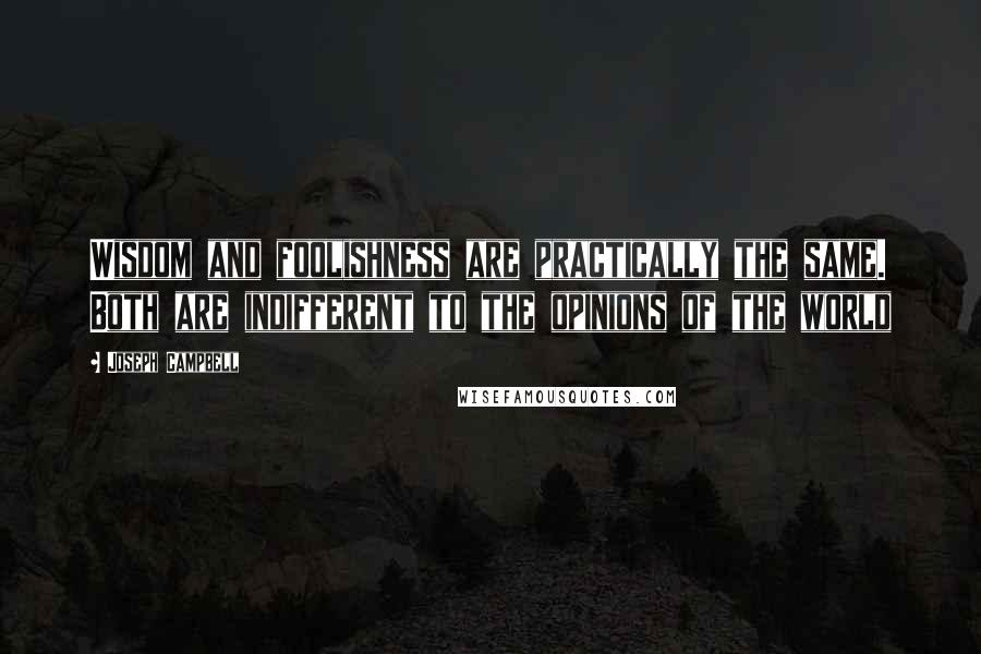 Joseph Campbell Quotes: Wisdom and foolishness are practically the same. Both are indifferent to the opinions of the world