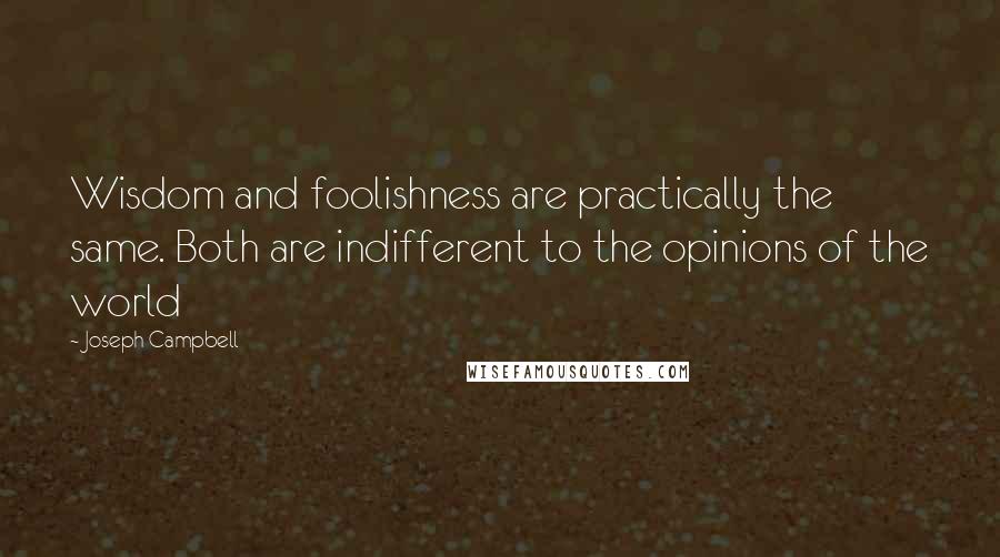 Joseph Campbell Quotes: Wisdom and foolishness are practically the same. Both are indifferent to the opinions of the world