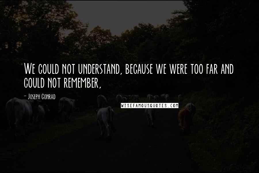 Joseph Conrad Quotes: We could not understand, because we were too far and could not remember,