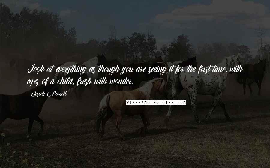 Joseph Cornell Quotes: Look at everything as though you are seeing it for the first time, with eyes of a child, fresh with wonder.