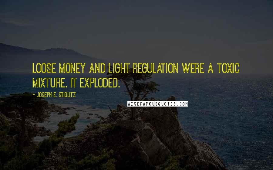 Joseph E. Stiglitz Quotes: Loose money and light regulation were a toxic mixture. It exploded.