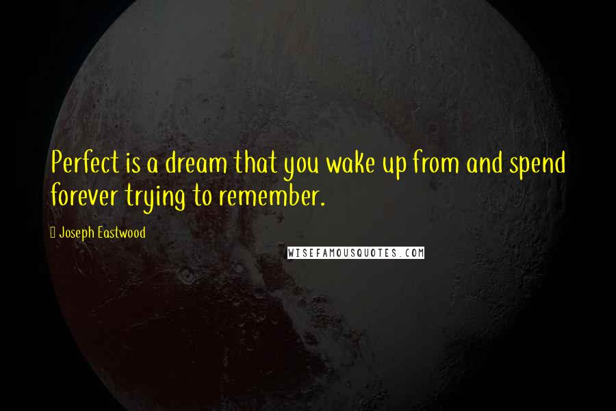 Joseph Eastwood Quotes: Perfect is a dream that you wake up from and spend forever trying to remember.
