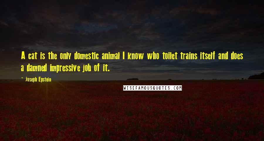 Joseph Epstein Quotes: A cat is the only domestic animal I know who toilet trains itself and does a damned impressive job of it.