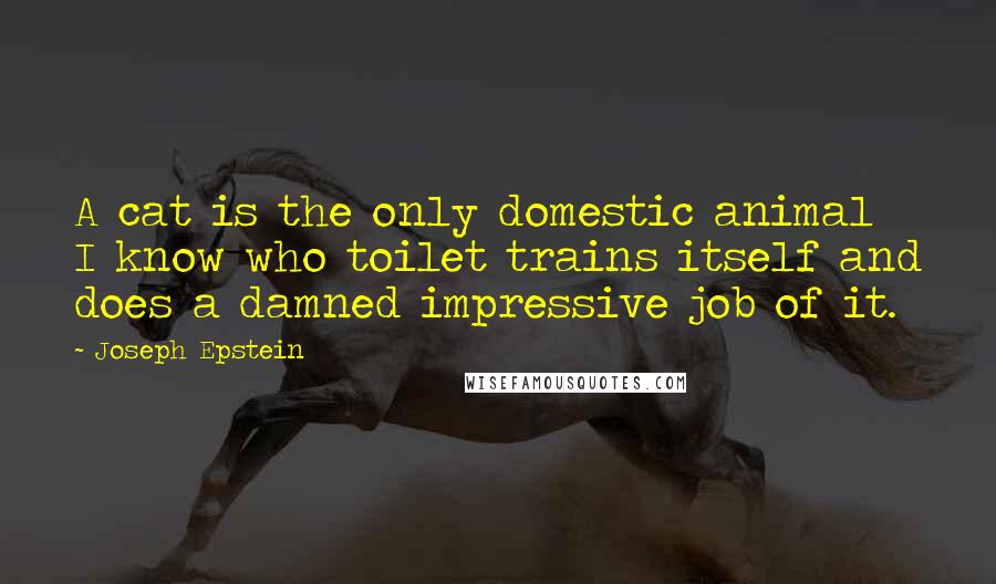Joseph Epstein Quotes: A cat is the only domestic animal I know who toilet trains itself and does a damned impressive job of it.