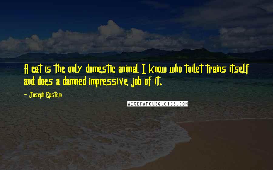 Joseph Epstein Quotes: A cat is the only domestic animal I know who toilet trains itself and does a damned impressive job of it.