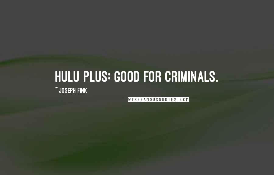 Joseph Fink Quotes: Hulu Plus: Good for criminals.