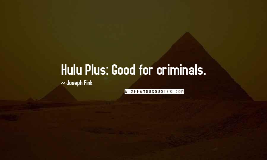 Joseph Fink Quotes: Hulu Plus: Good for criminals.