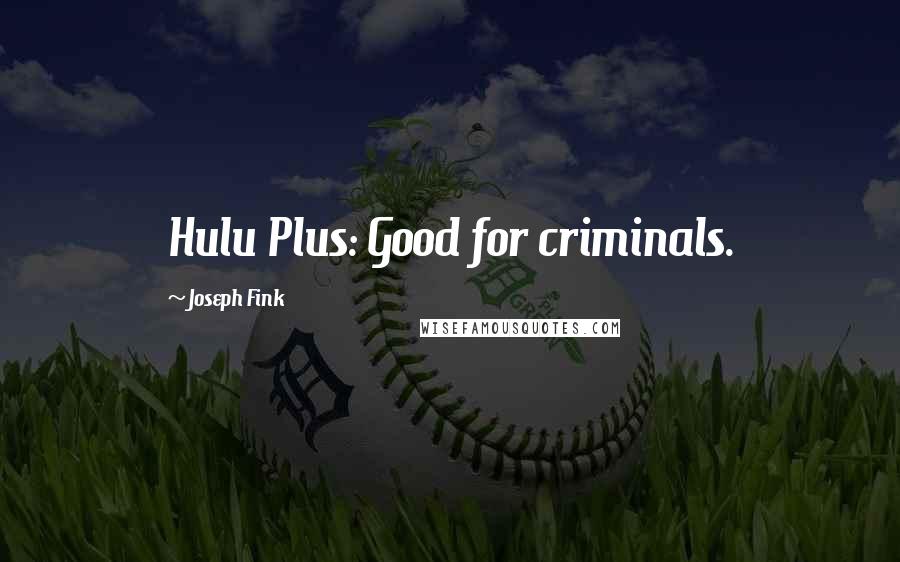 Joseph Fink Quotes: Hulu Plus: Good for criminals.