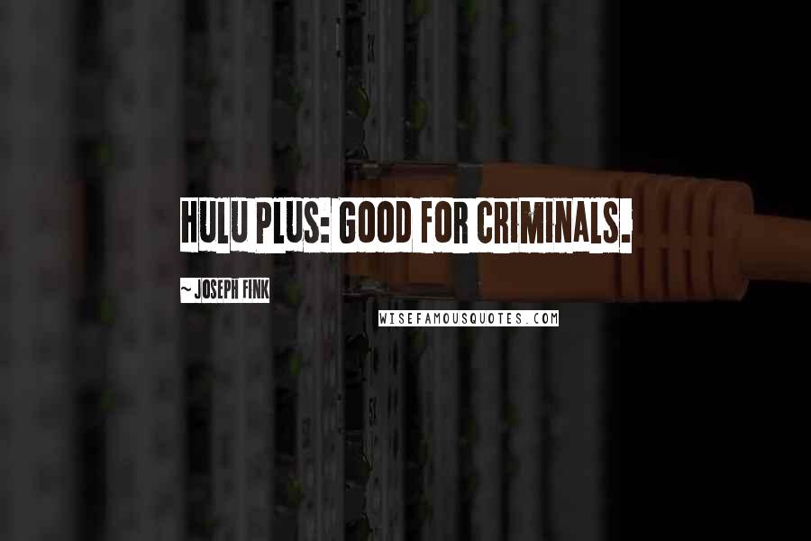 Joseph Fink Quotes: Hulu Plus: Good for criminals.