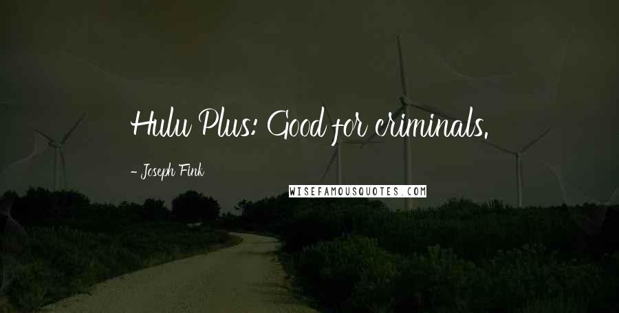 Joseph Fink Quotes: Hulu Plus: Good for criminals.