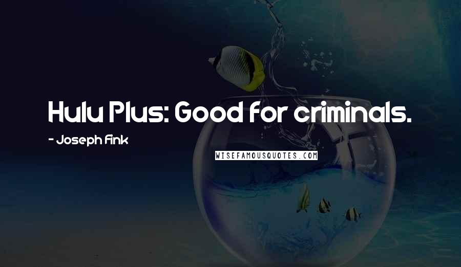 Joseph Fink Quotes: Hulu Plus: Good for criminals.