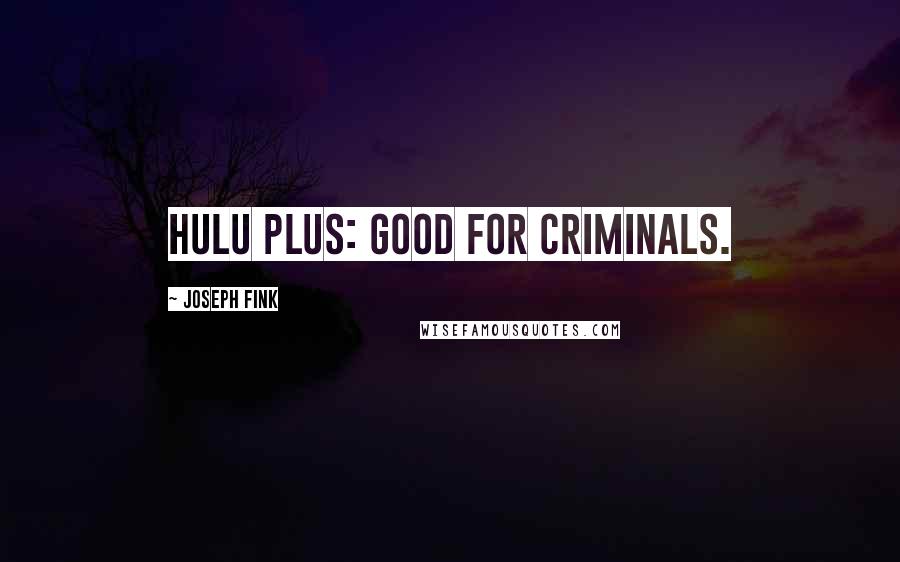 Joseph Fink Quotes: Hulu Plus: Good for criminals.