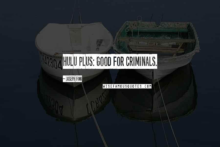 Joseph Fink Quotes: Hulu Plus: Good for criminals.