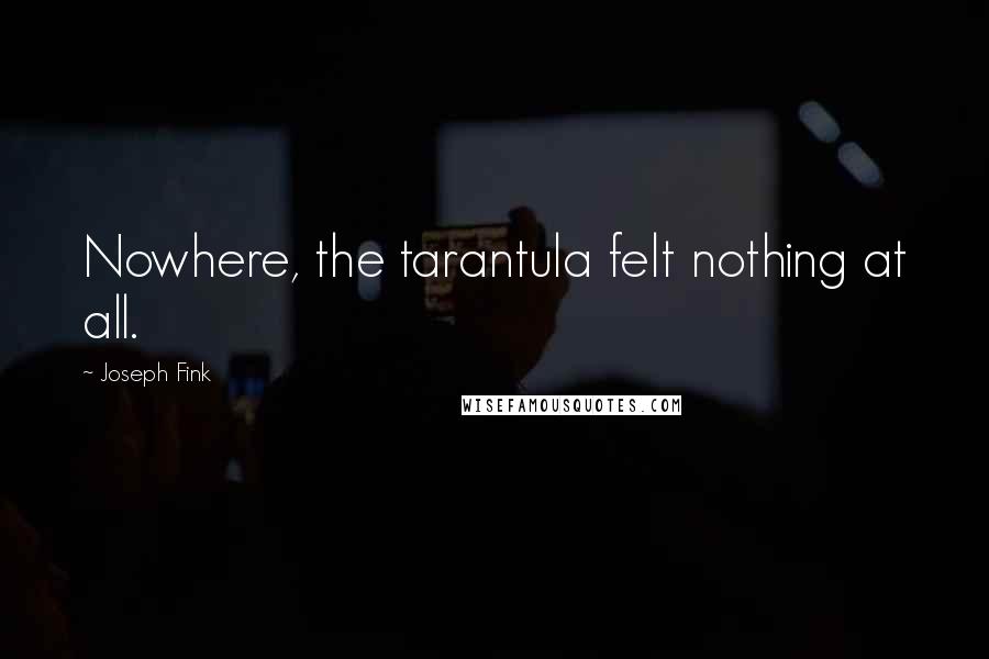 Joseph Fink Quotes: Nowhere, the tarantula felt nothing at all.