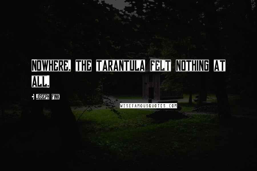 Joseph Fink Quotes: Nowhere, the tarantula felt nothing at all.