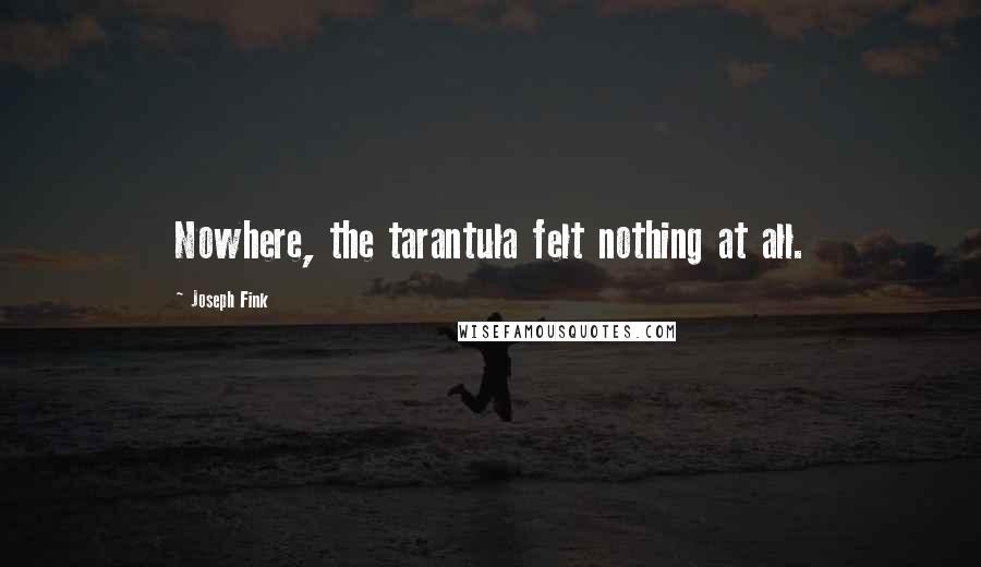 Joseph Fink Quotes: Nowhere, the tarantula felt nothing at all.