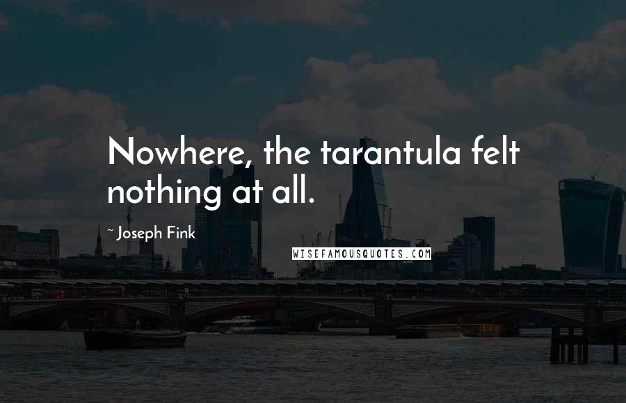 Joseph Fink Quotes: Nowhere, the tarantula felt nothing at all.