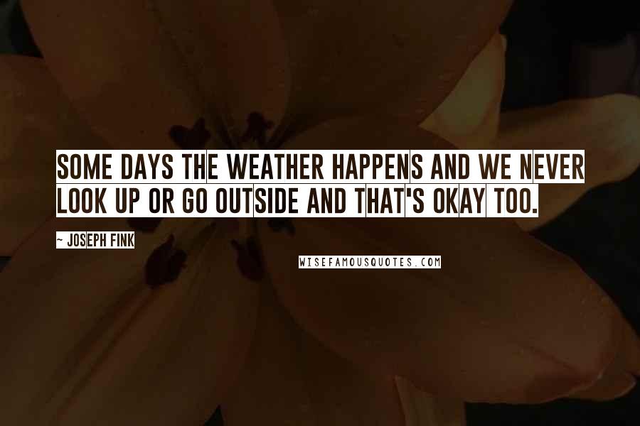 Joseph Fink Quotes: Some days the weather happens and we never look up or go outside and that's okay too.