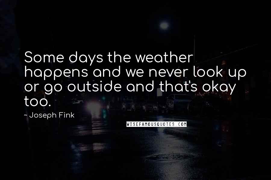 Joseph Fink Quotes: Some days the weather happens and we never look up or go outside and that's okay too.