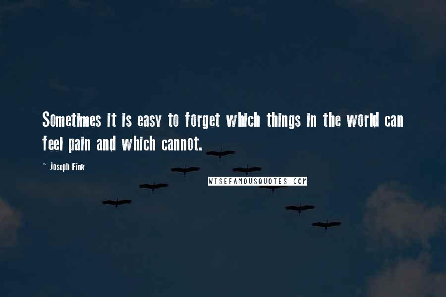 Joseph Fink Quotes: Sometimes it is easy to forget which things in the world can feel pain and which cannot.