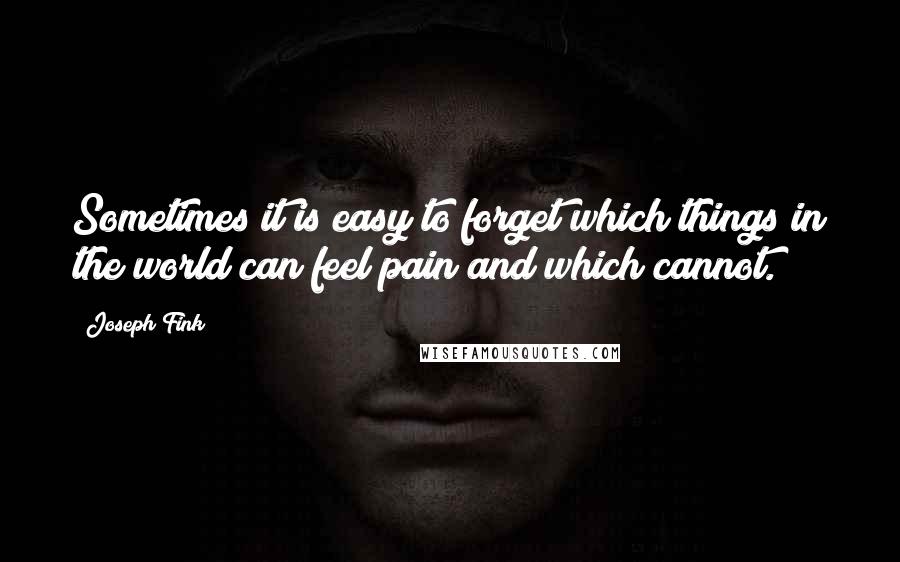 Joseph Fink Quotes: Sometimes it is easy to forget which things in the world can feel pain and which cannot.