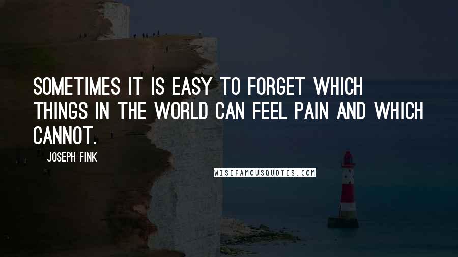 Joseph Fink Quotes: Sometimes it is easy to forget which things in the world can feel pain and which cannot.