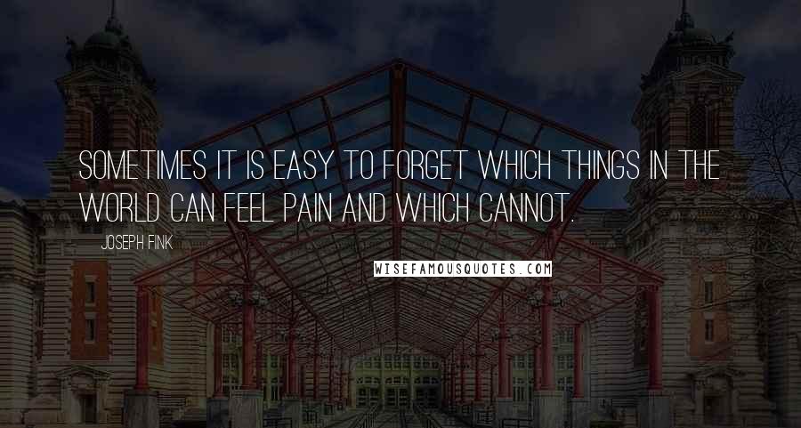 Joseph Fink Quotes: Sometimes it is easy to forget which things in the world can feel pain and which cannot.