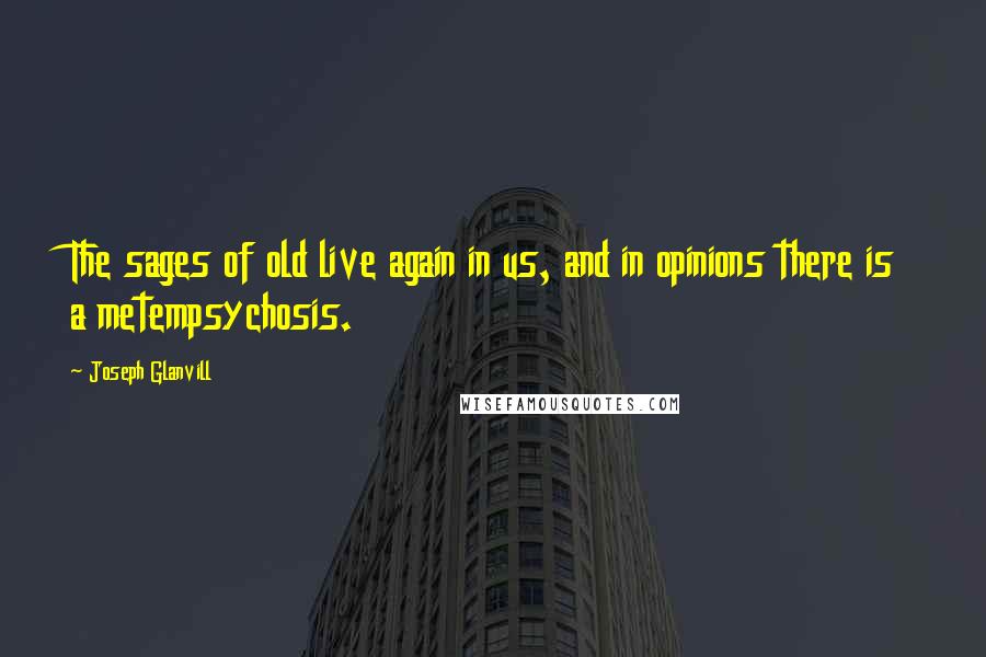 Joseph Glanvill Quotes: The sages of old live again in us, and in opinions there is a metempsychosis.