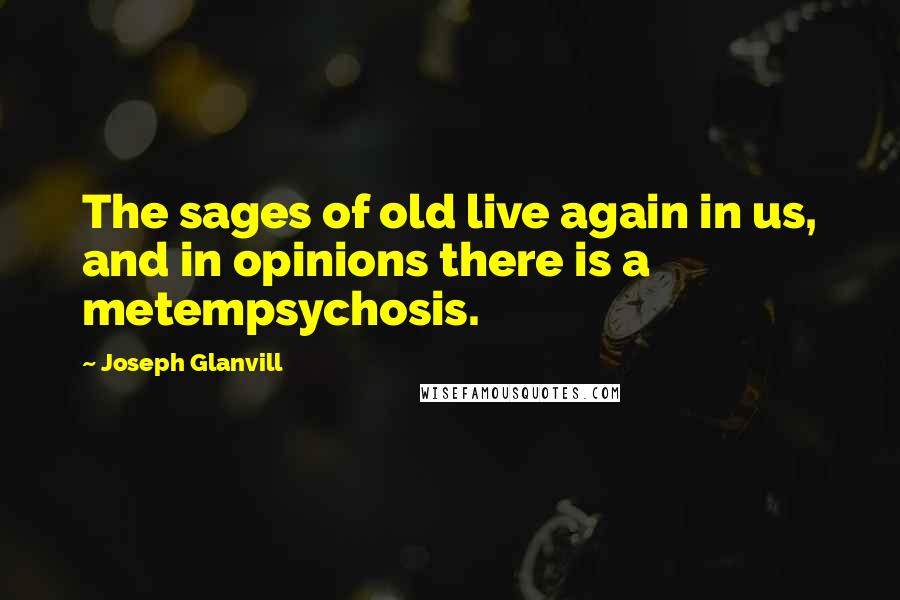 Joseph Glanvill Quotes: The sages of old live again in us, and in opinions there is a metempsychosis.