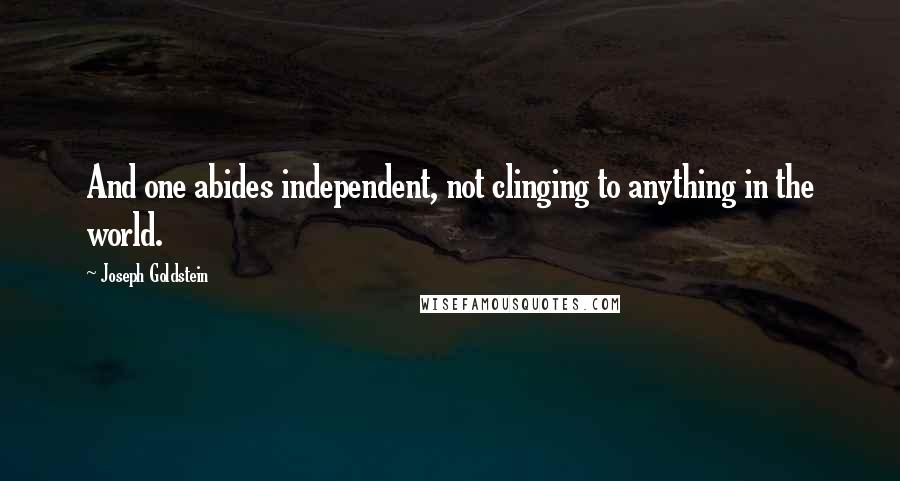 Joseph Goldstein Quotes: And one abides independent, not clinging to anything in the world.