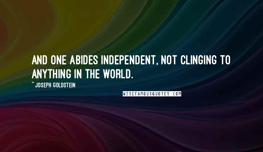 Joseph Goldstein Quotes: And one abides independent, not clinging to anything in the world.