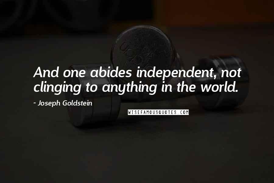 Joseph Goldstein Quotes: And one abides independent, not clinging to anything in the world.