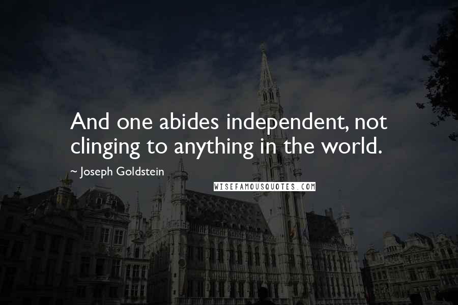 Joseph Goldstein Quotes: And one abides independent, not clinging to anything in the world.