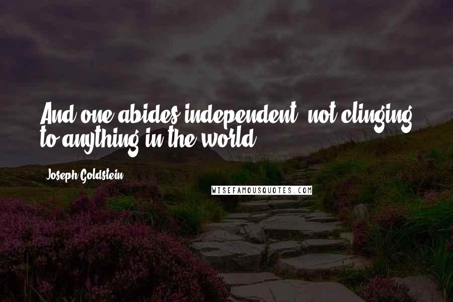Joseph Goldstein Quotes: And one abides independent, not clinging to anything in the world.