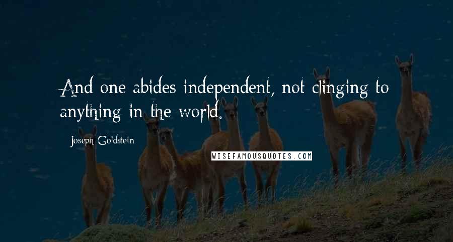 Joseph Goldstein Quotes: And one abides independent, not clinging to anything in the world.