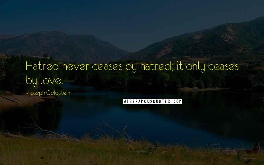 Joseph Goldstein Quotes: Hatred never ceases by hatred; it only ceases by love.