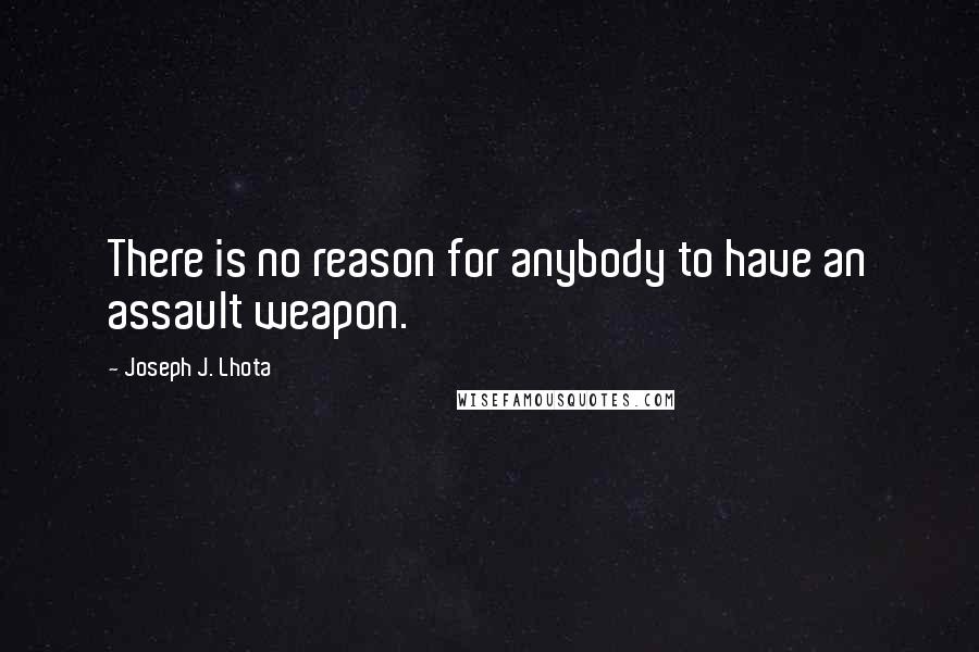 Joseph J. Lhota Quotes: There is no reason for anybody to have an assault weapon.