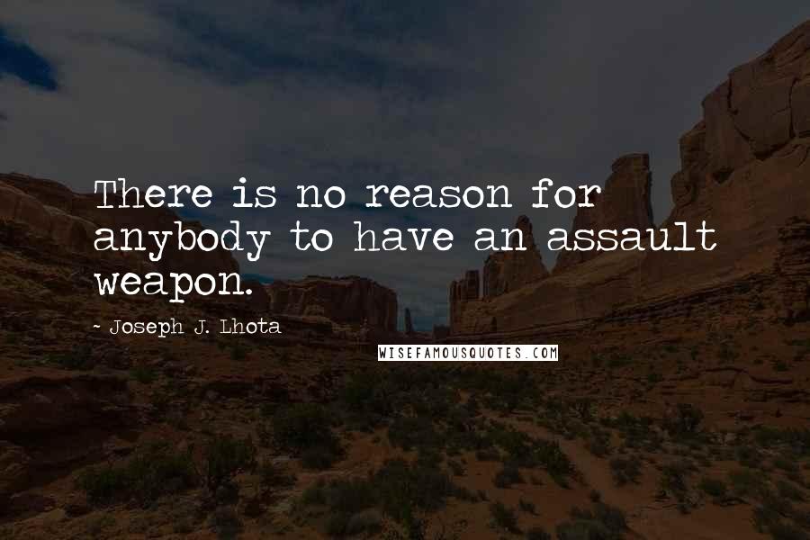 Joseph J. Lhota Quotes: There is no reason for anybody to have an assault weapon.