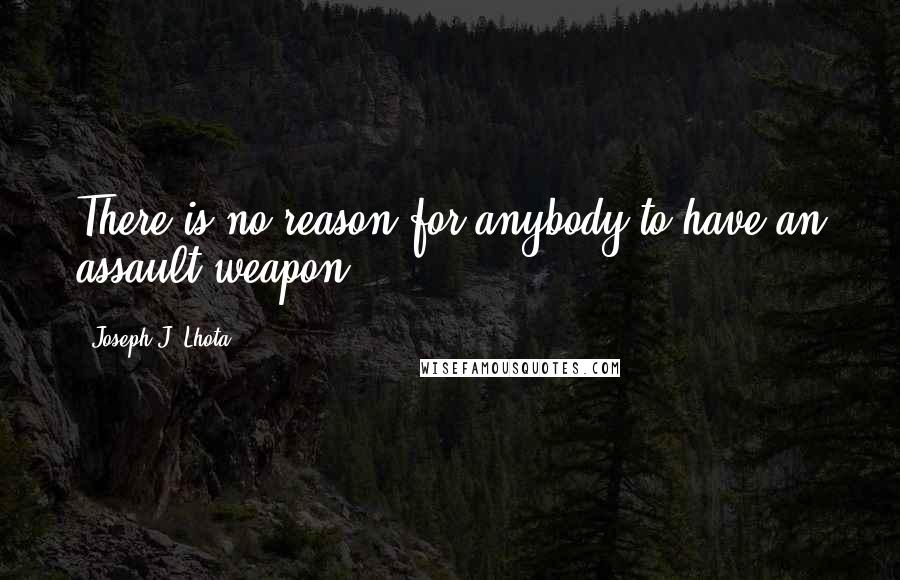 Joseph J. Lhota Quotes: There is no reason for anybody to have an assault weapon.