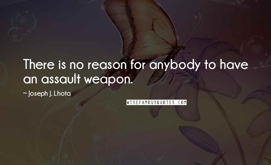 Joseph J. Lhota Quotes: There is no reason for anybody to have an assault weapon.