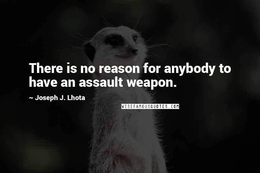 Joseph J. Lhota Quotes: There is no reason for anybody to have an assault weapon.